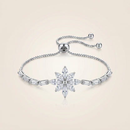 Crystal Flower Bracelet (Silver)