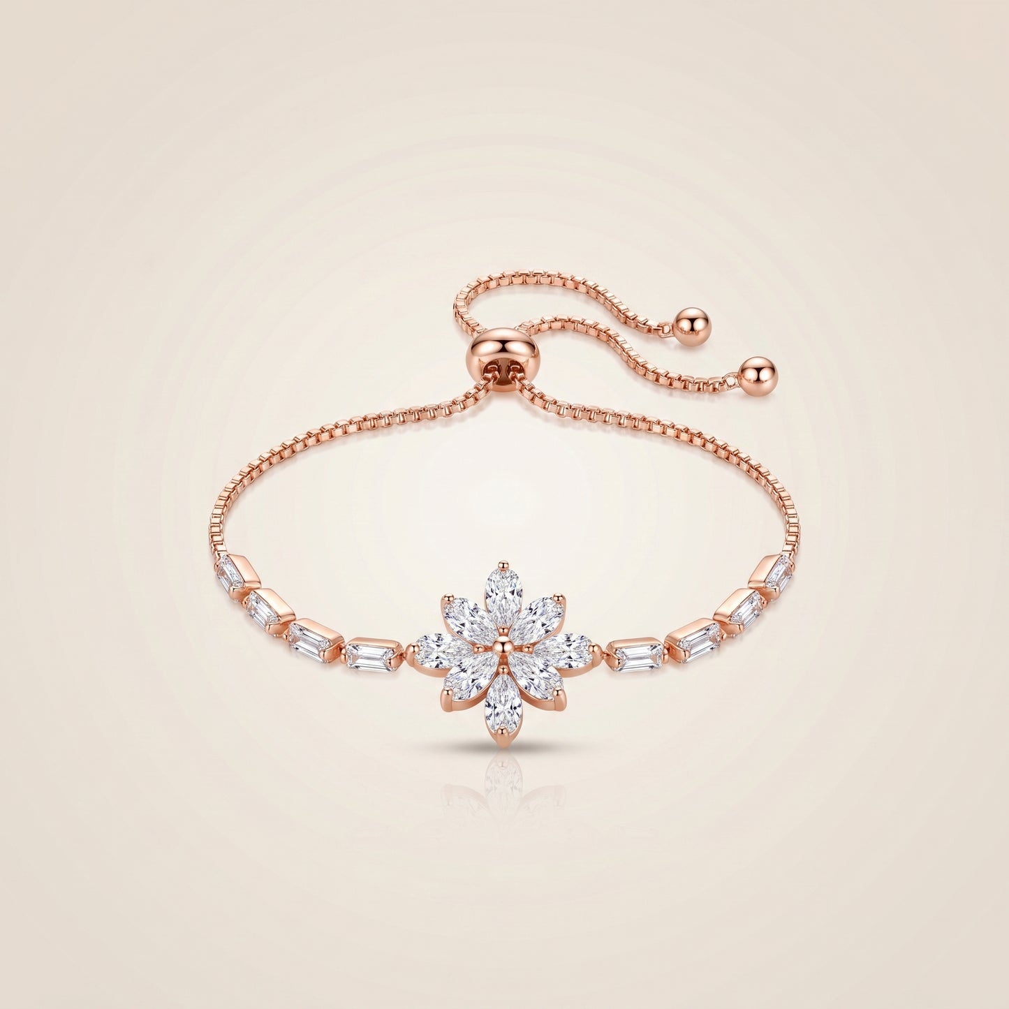 Crystal Flower Bracelet (Rose Gold)