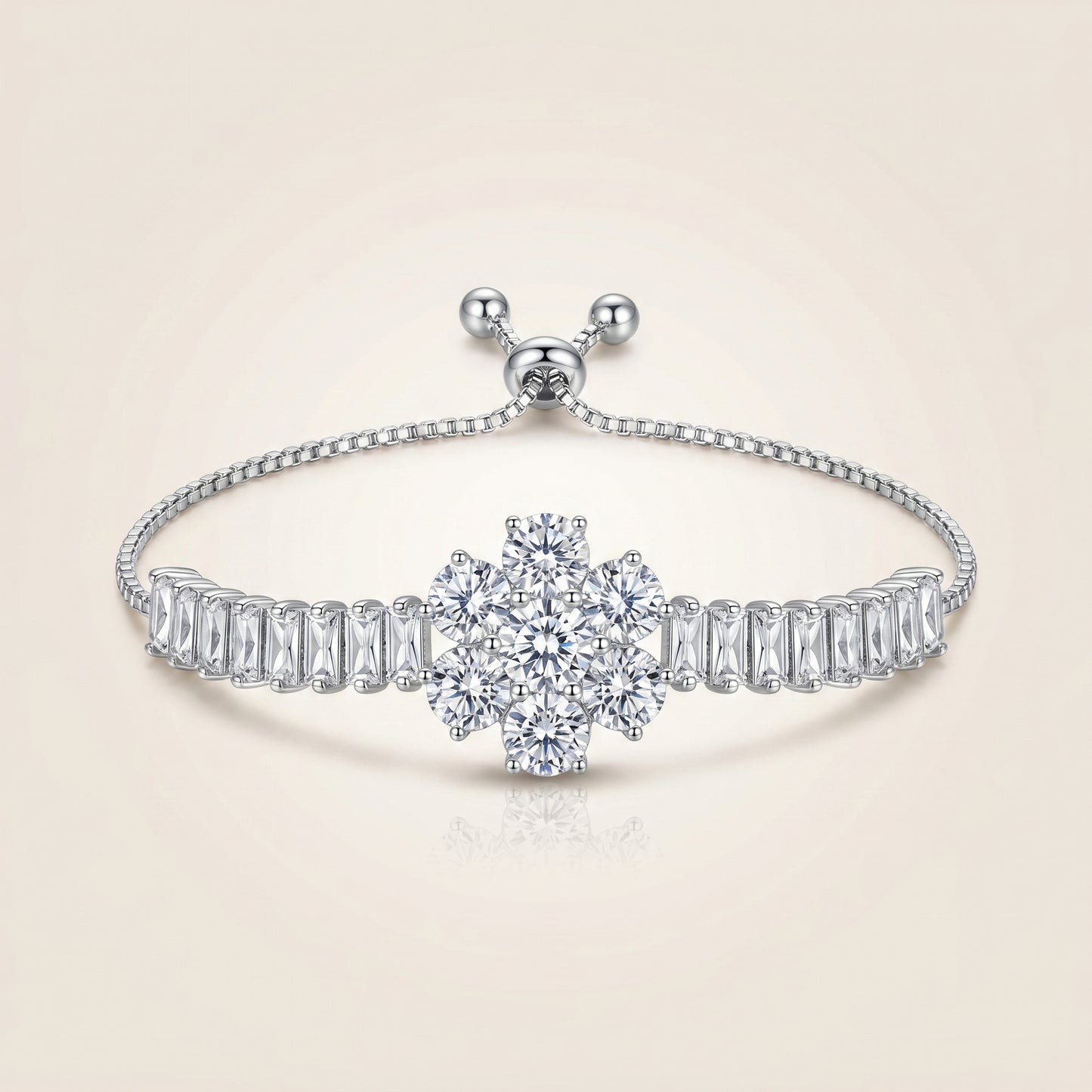 Round Flower Bracelet (Silver)