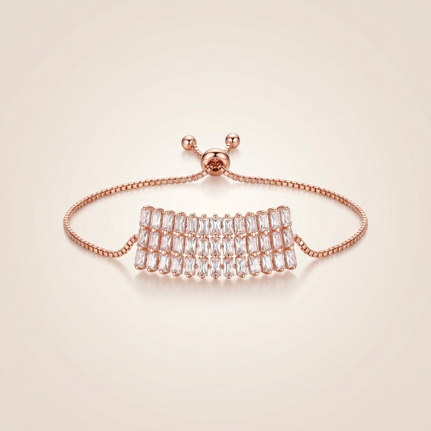 Triple Baguette Line Bracelet (Rose Gold)