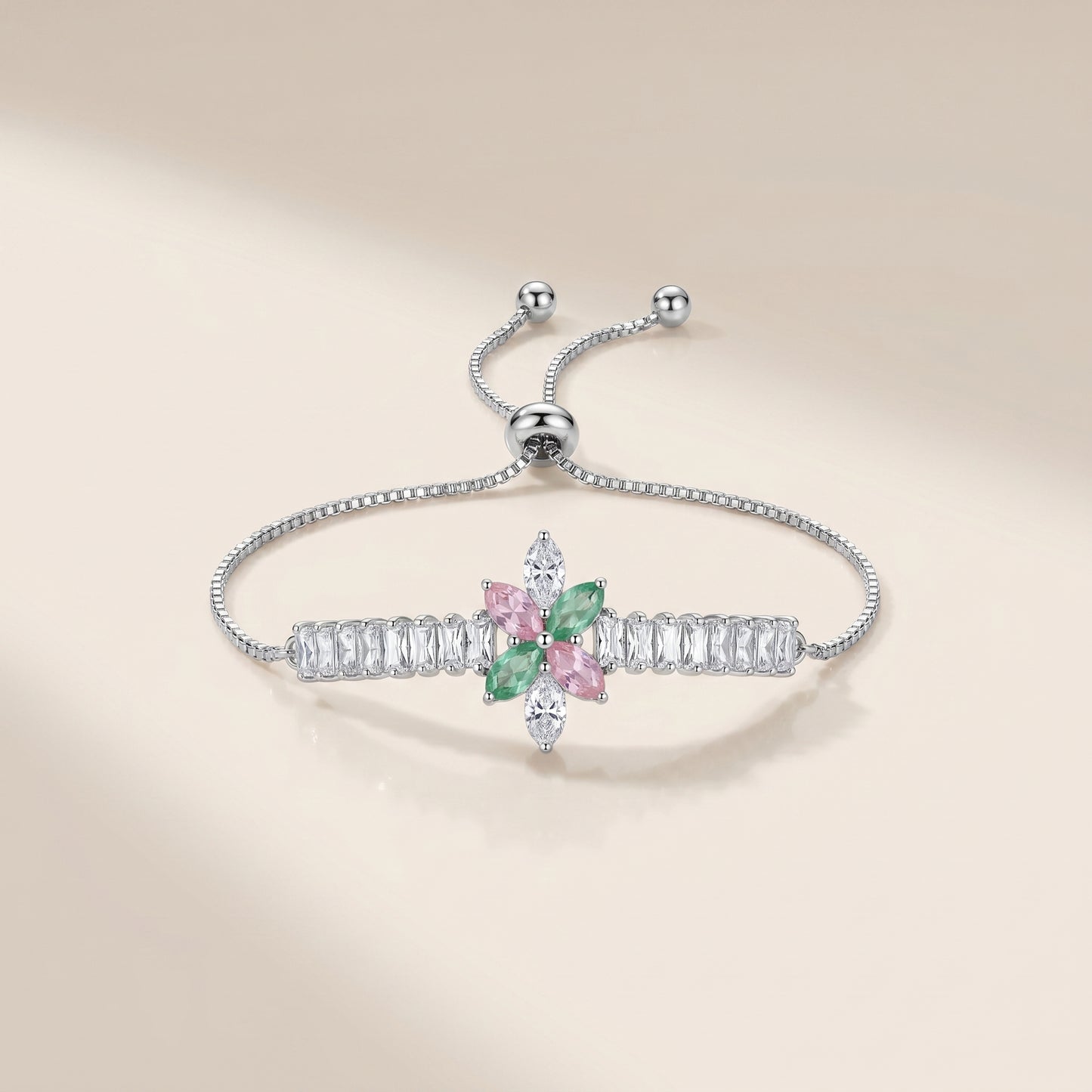 Silver Petal Line Bracelet(Multi-colour)