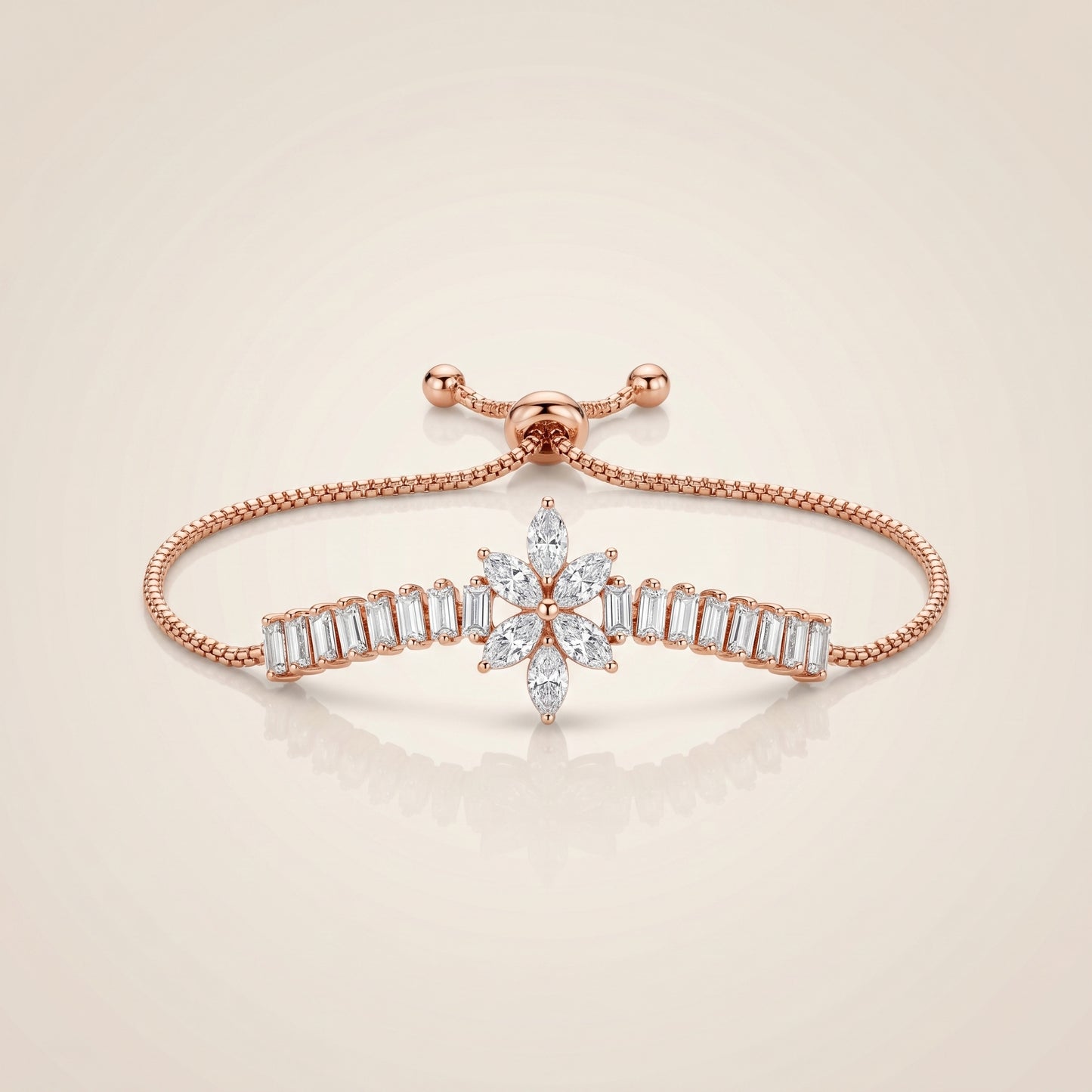 Rose Gold Petal Line Bracelet(Silver)