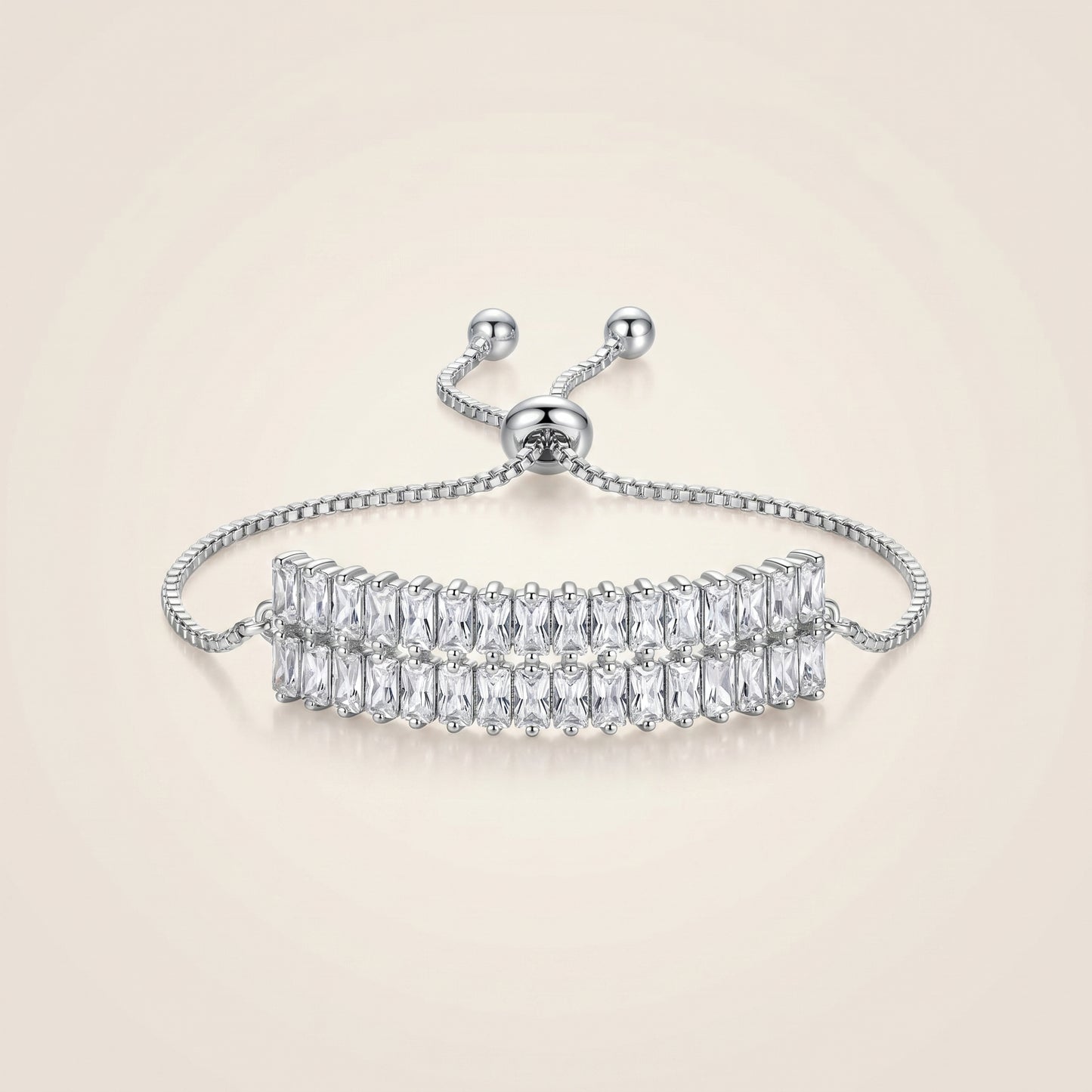 Double Baguette Line Bracelet (Silver)