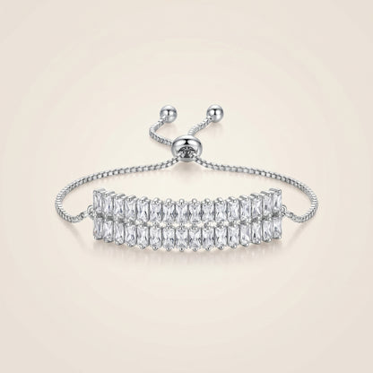 Double Baguette Line Bracelet (Silver)
