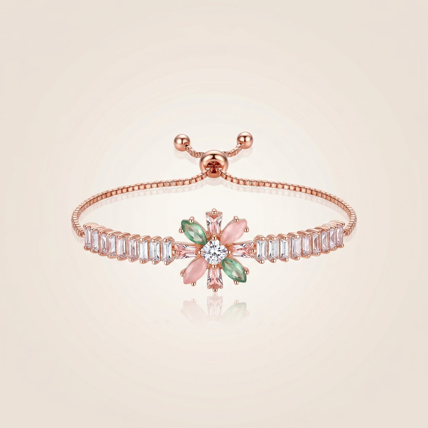 Floral Baguette Stone Bracelet(Multi-Colour)