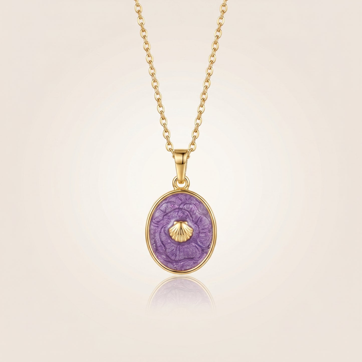 Purple Bloom Oval Pendant