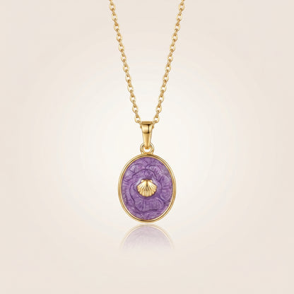 Purple Bloom Oval Pendant