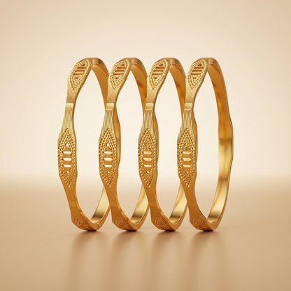 Saffron Gleam Bangles ( pack of 4)