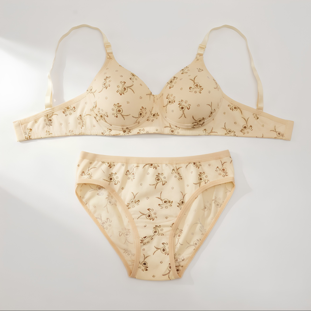Floral Printed Padded Bra & Panty Set