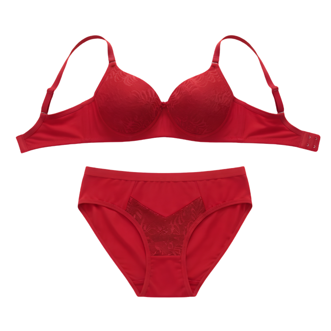 Women’s Padded Bra & Panty Set (RED)