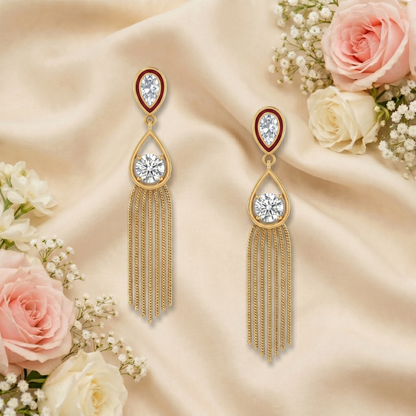 Diamond Halo Fringe Earrings