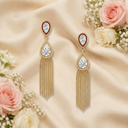 Diamond Halo Fringe Earrings