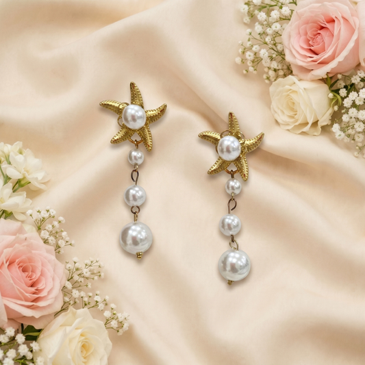 Pearl Starfish Drop Earrings