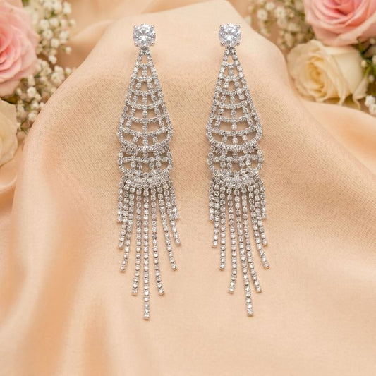 Crystal Waterfall Tassel Earrings