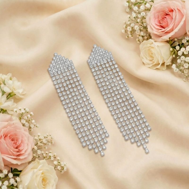Crystal Curtain Drop Earrings