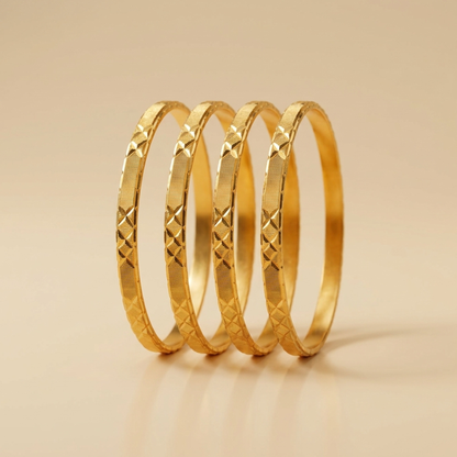 Golden Glam Bangles ( Set of 4 )