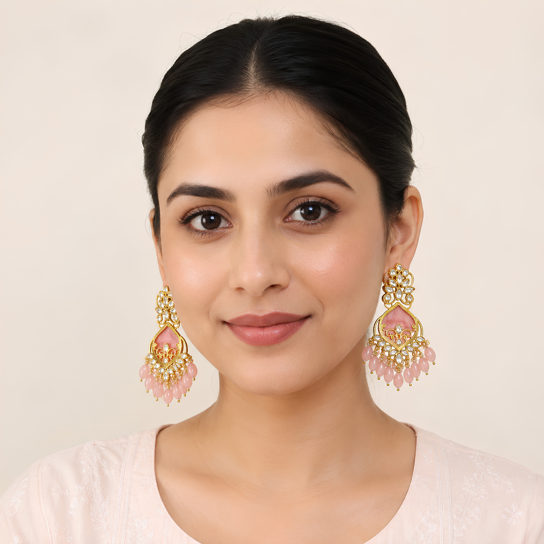 Royal Zari Earrings (PINK)