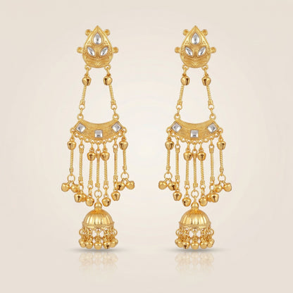 Kashmiri Mirror Gold Jhumkas