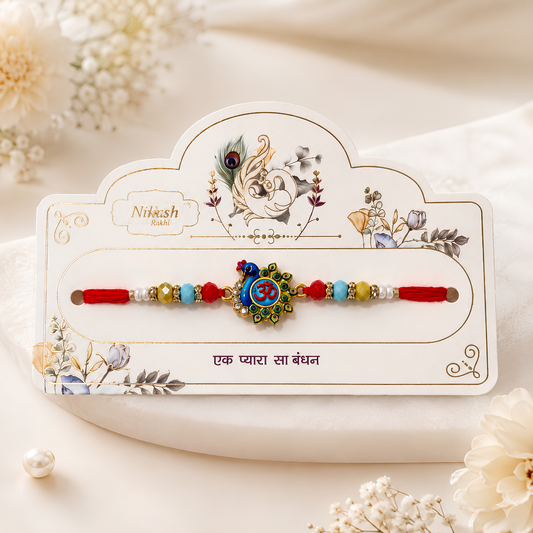 Premium Peacock Om Rakhi