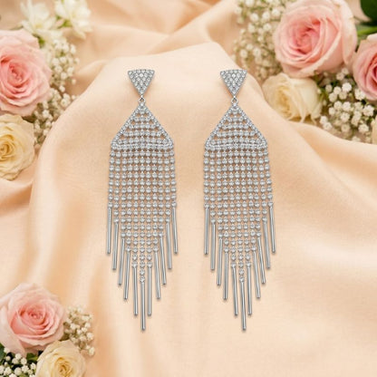 Crystal Pyramid Fringe Earrings