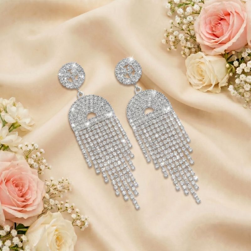 Crystal Fringe Statement Earrings