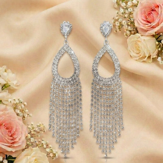 Crystal Pearl Fringe Earrings