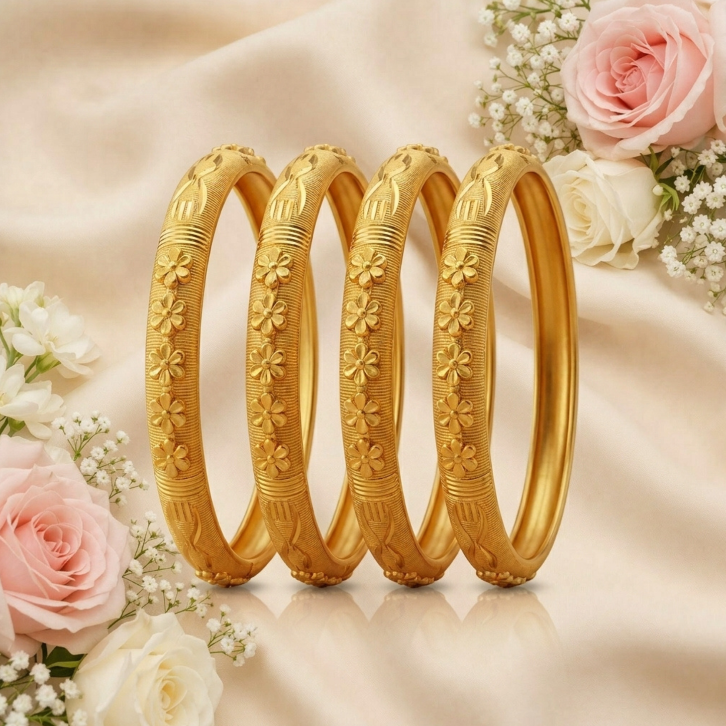 Glam Curve Bangles( pack of 4)