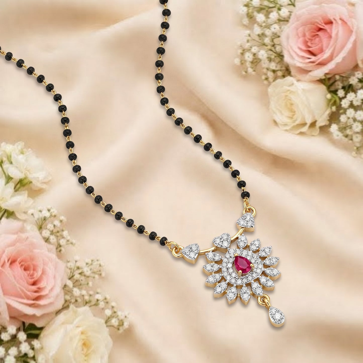 Ruby Sunburst Sparkle Mangalsutra