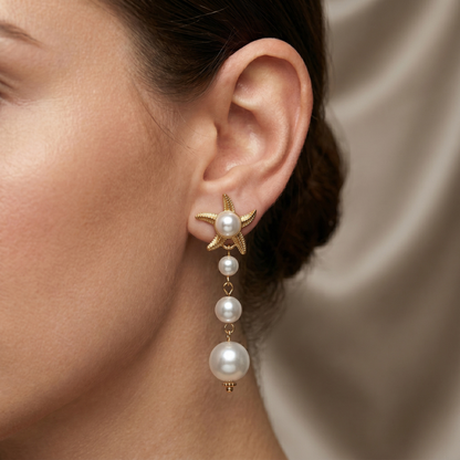 Pearl Starfish Drop Earrings