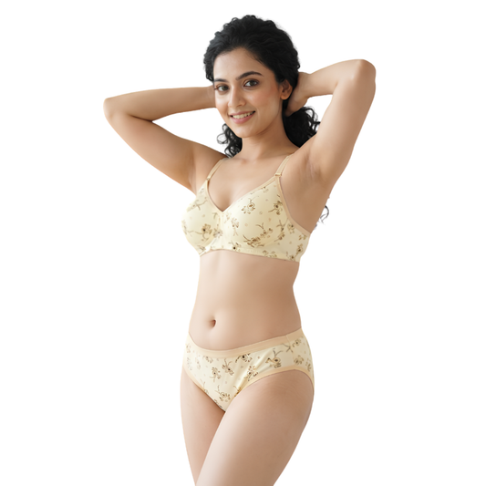 Floral Printed Padded Bra & Panty Set