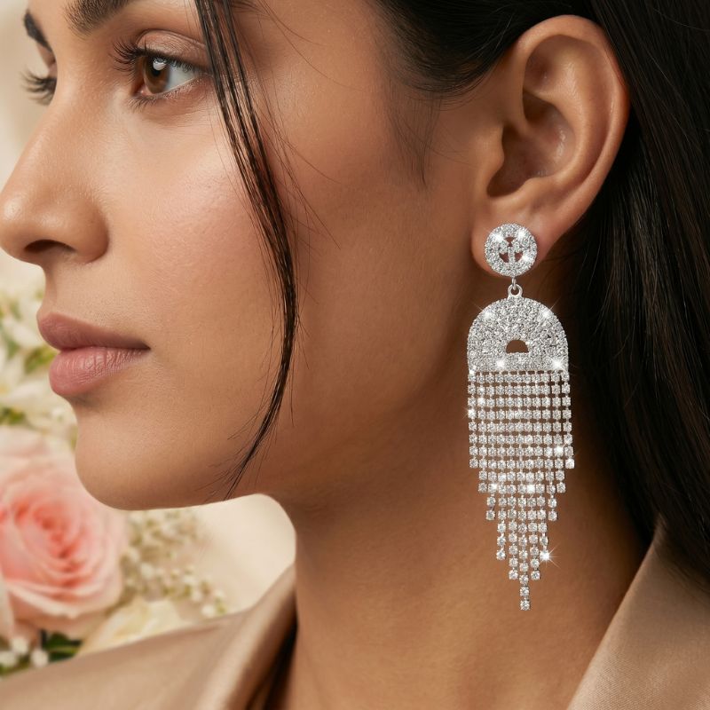 Crystal Fringe Statement Earrings