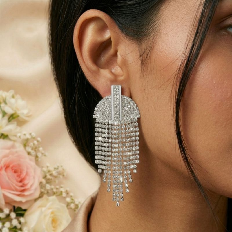 Crystal Cascade Fringe Earrings