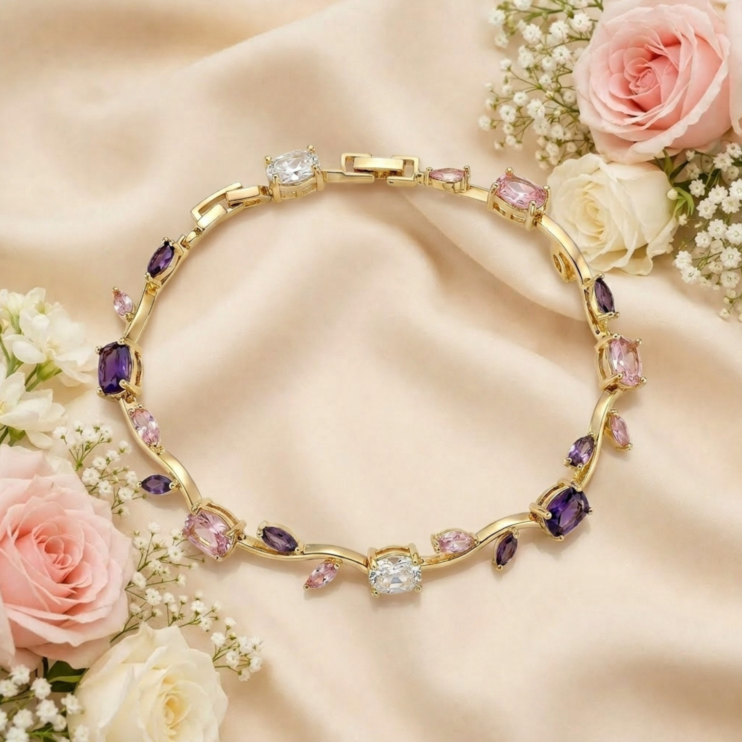 White Pink Purple Tulip Bracelet