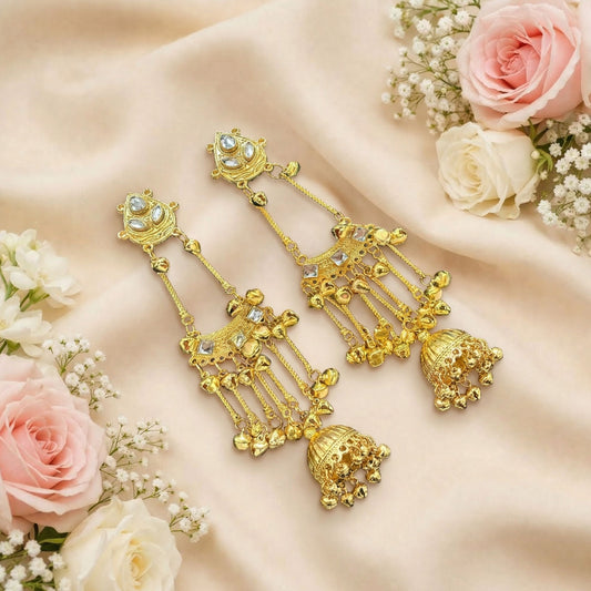 Kashmiri Mirror Gold Jhumkas
