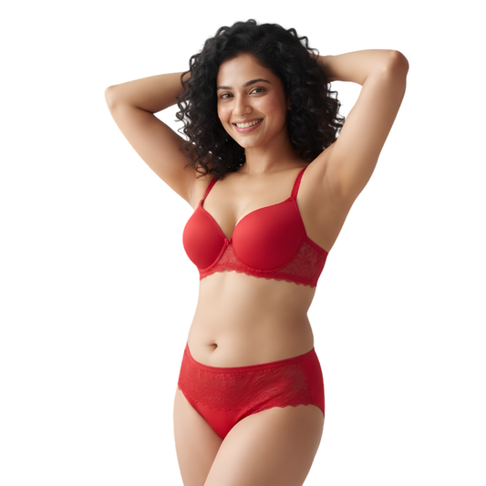 Women’s Lace Bra & Panty Set (RED)