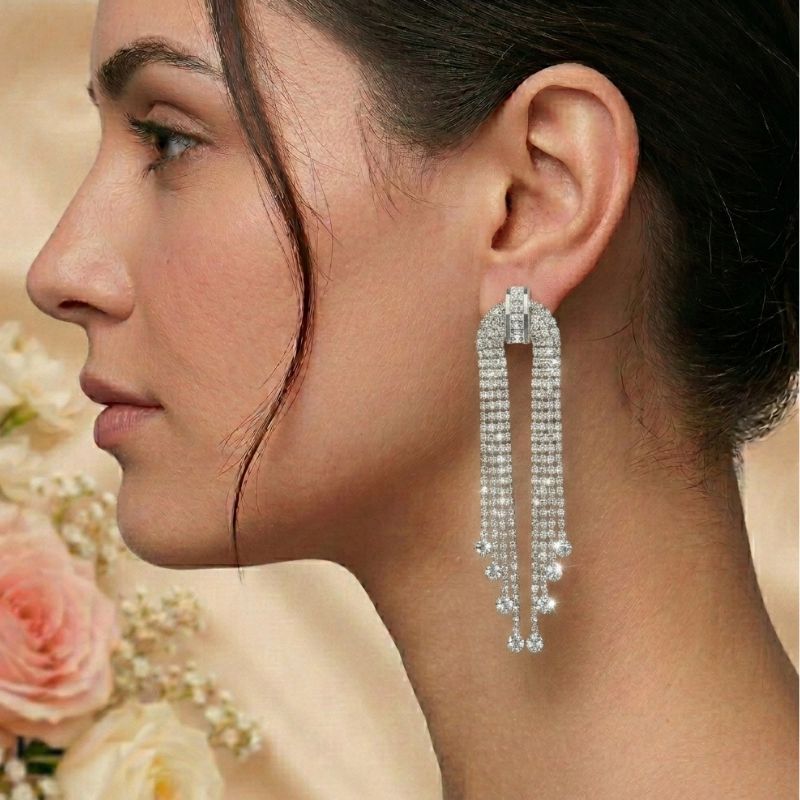 Crystal Stardust Tassel Earrings