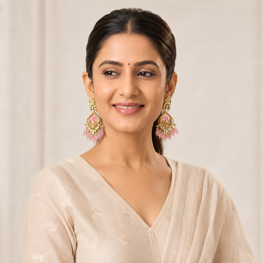 Royal Zari Earrings (PINK)