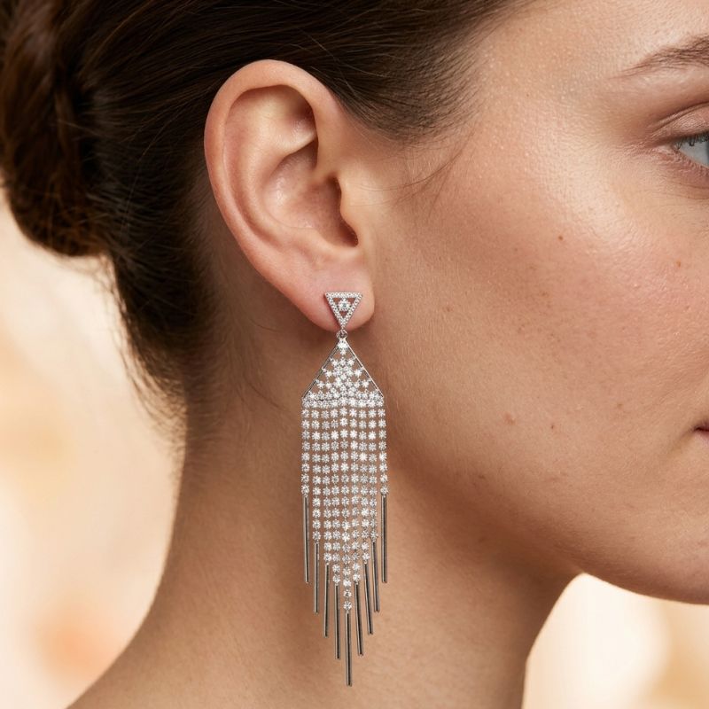 Crystal Chandelier Fringe Earrings