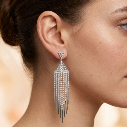 Crystal Chandelier Fringe Earrings