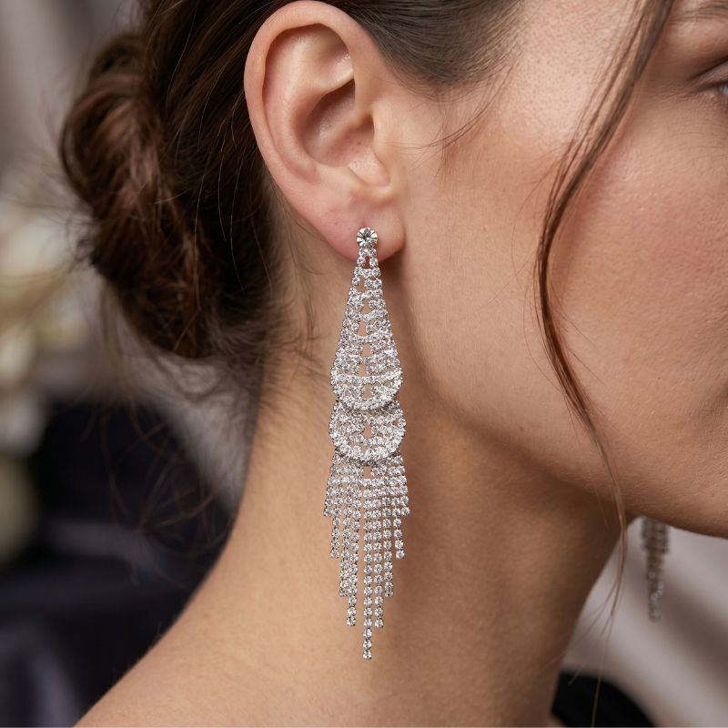 Crystal Waterfall Tassel Earrings