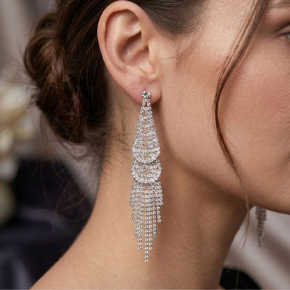 Crystal Waterfall Tassel Earrings
