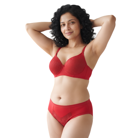Women’s Padded Bra & Panty Set (RED)