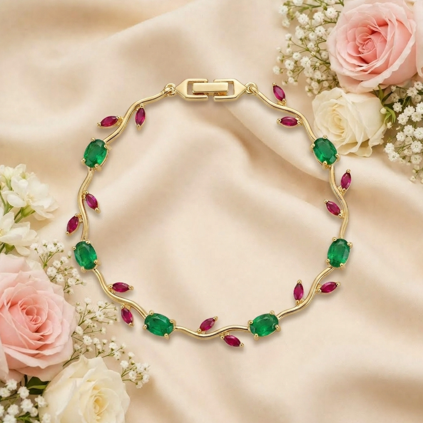 Green Red Tulip Bracelet