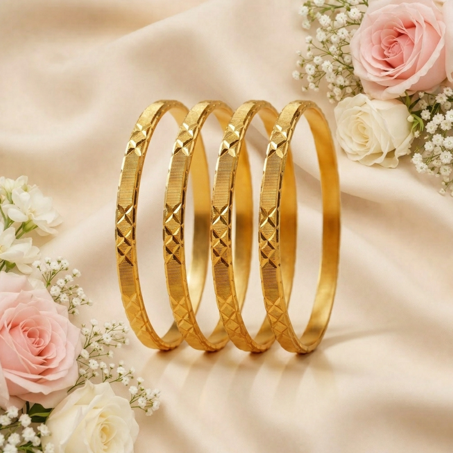 Golden Glam Bangles ( Set of 4 )