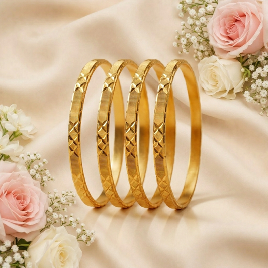 Golden Glam Bangles ( Set of 4 )
