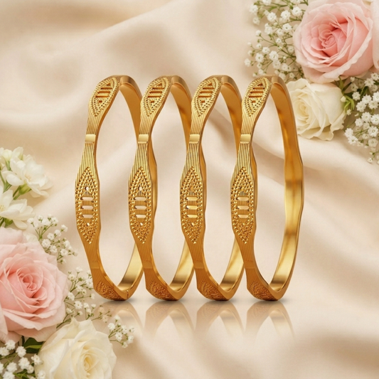 Saffron Gleam Bangles ( pack of 4)