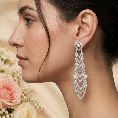 Crystal Chevron Statement Earrings