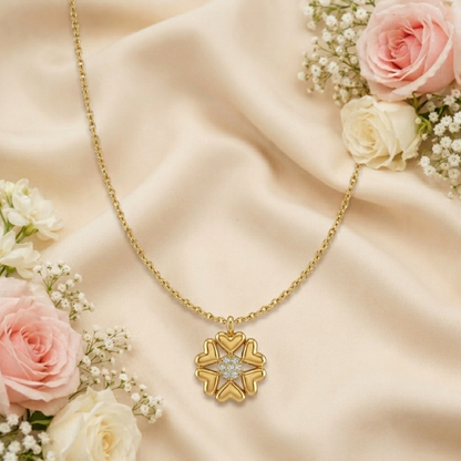 Heart Flower Charm Pendant