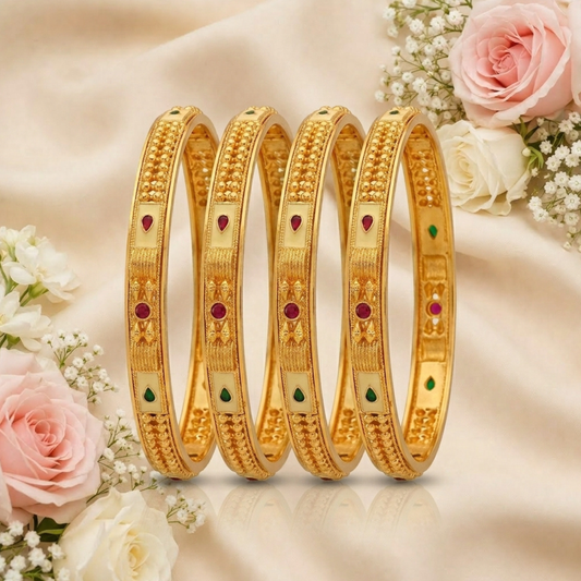 Frost Bloom Bangles ( pack of 4)