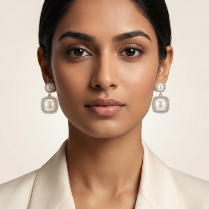 Ivory Halo Drop Earrings